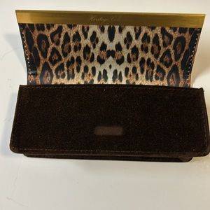 ROBERTO CAVALLI BROWN CLAMSHELL SEMI HARD SUNGLASS CASE BROWN SUEDE